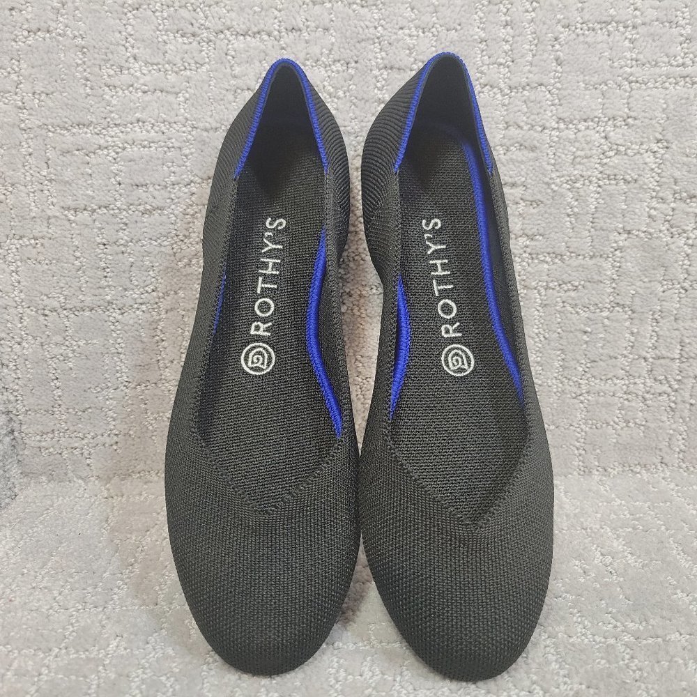 ROTHY’S Women's Size 8.5, 10.5 Black Solid Classic Round Toe Slip On Flat - Picture 6 of 12